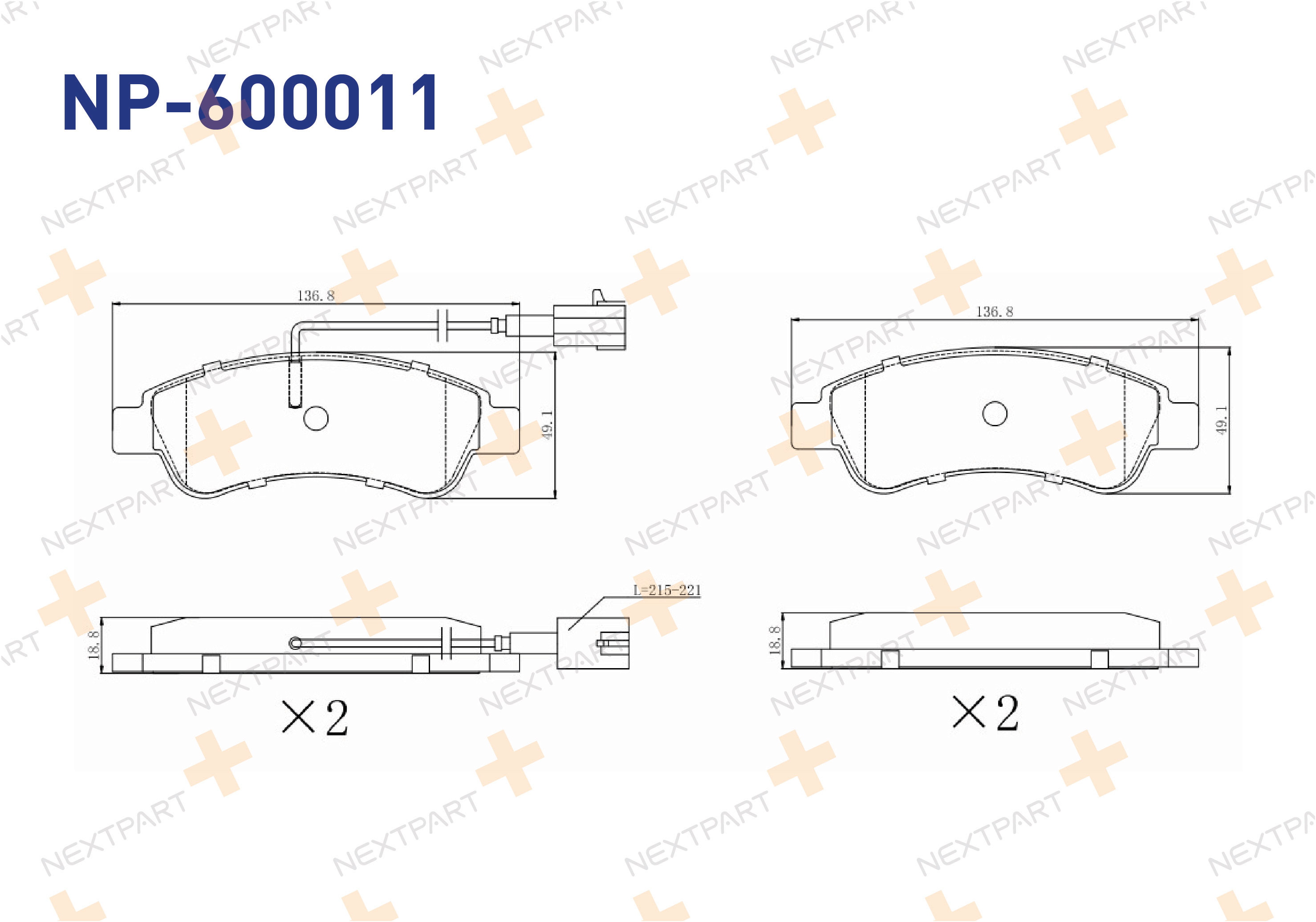 FREN BALATASI ARKA BOXER III (2006>) JUMPER III (2006>) DUCATO (2006>) CIFT FISLI JUMPER - OEM: 16 124 341 80 16 144 121 80 | Alt: 35067 BPPS-7003