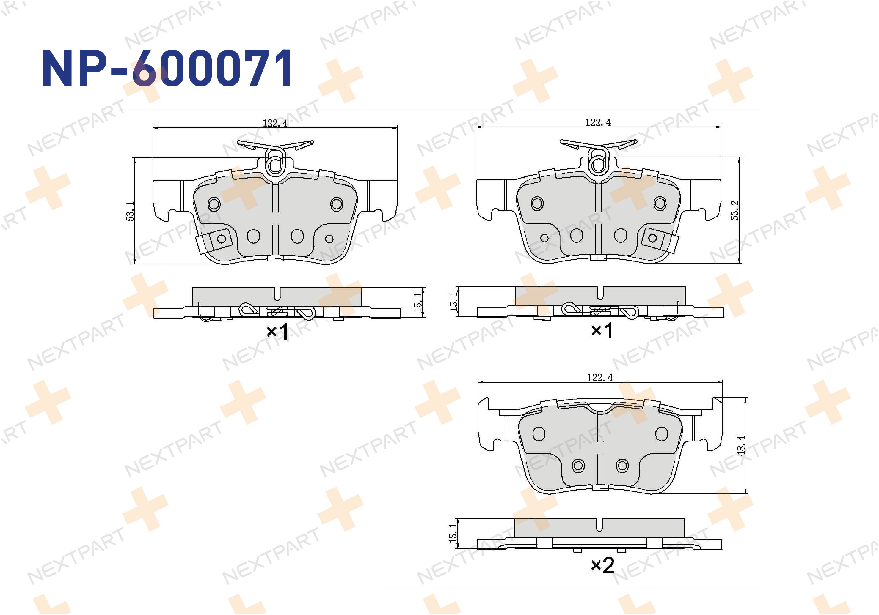FREN BALATASI ARKA CIVIC X (2015>) CIVIC - OEM: 43022TGNG02 43022-TBA-A02 | Alt: 35253 BPHO-2005