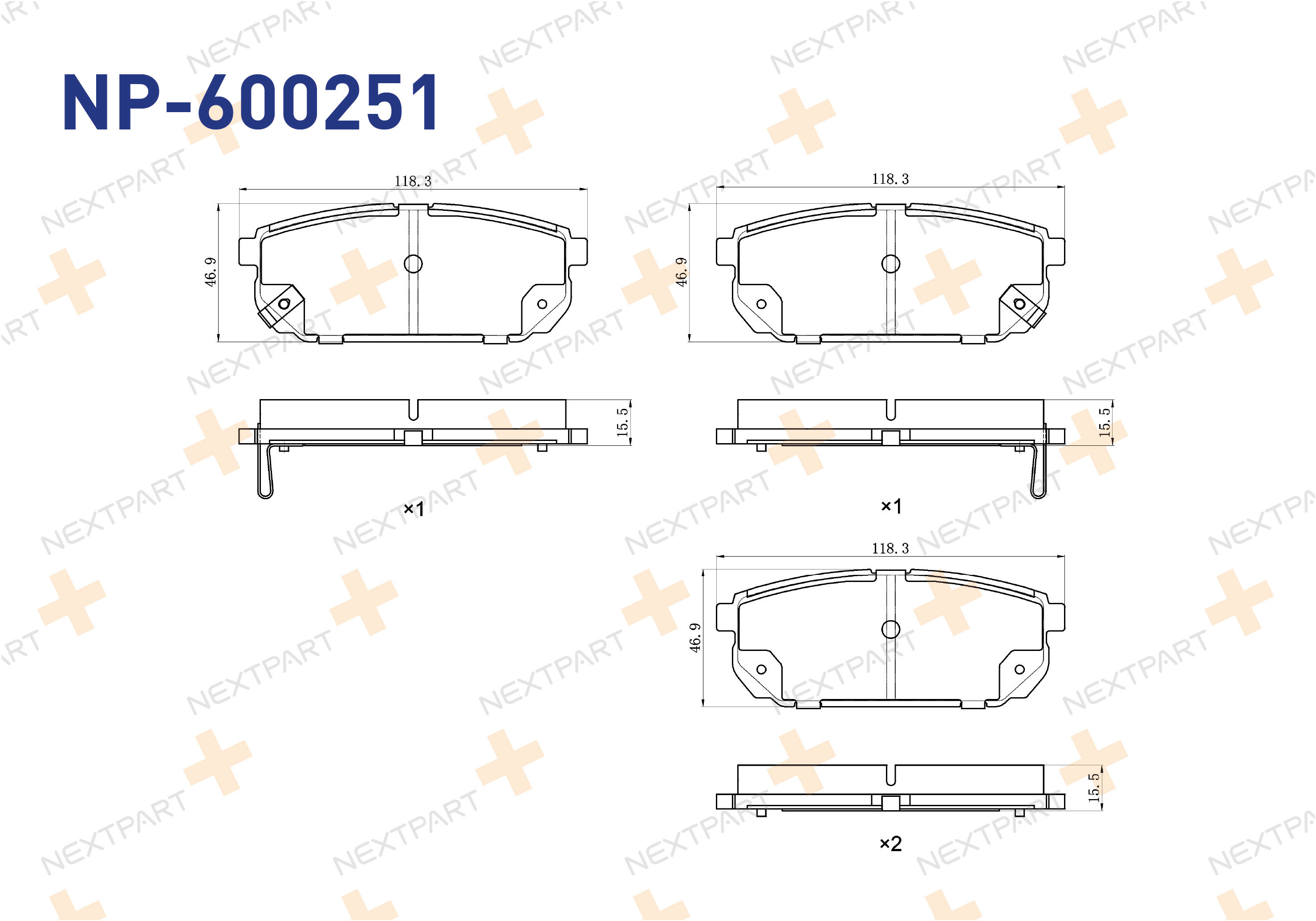 FREN BALATASI ARKA SORENTO II (2002>2009) - OEM: 58302-3EE00 58302-3ED01 | Alt: 181720 104202