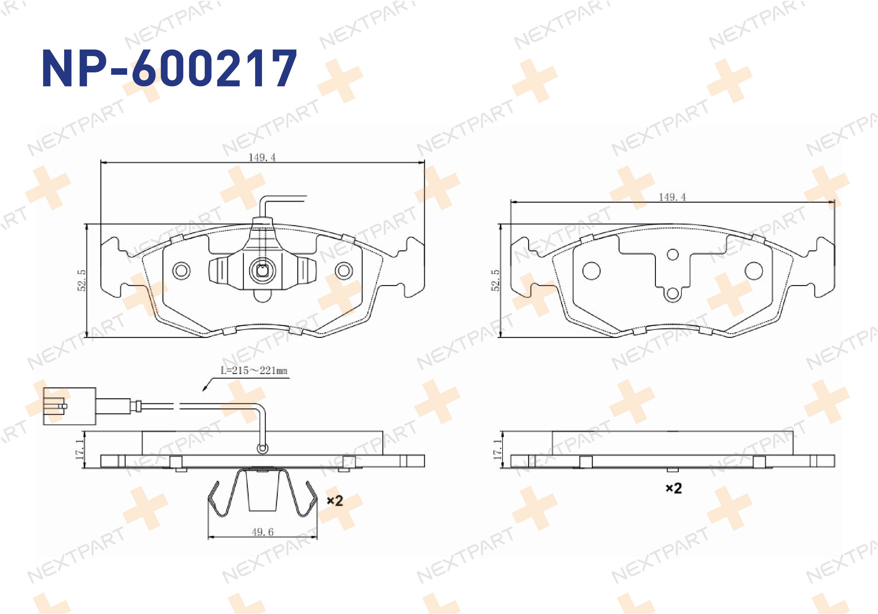 FREN BALATASI ON CIFT FISLI 500 (2007>) 500 C (2009>) GRANDE PUNTO (2005>) PUNTO (2012>) PUNTO EVO (2008>2012) - OEM: 77366270 71772815 | Alt: 17252 05P1653