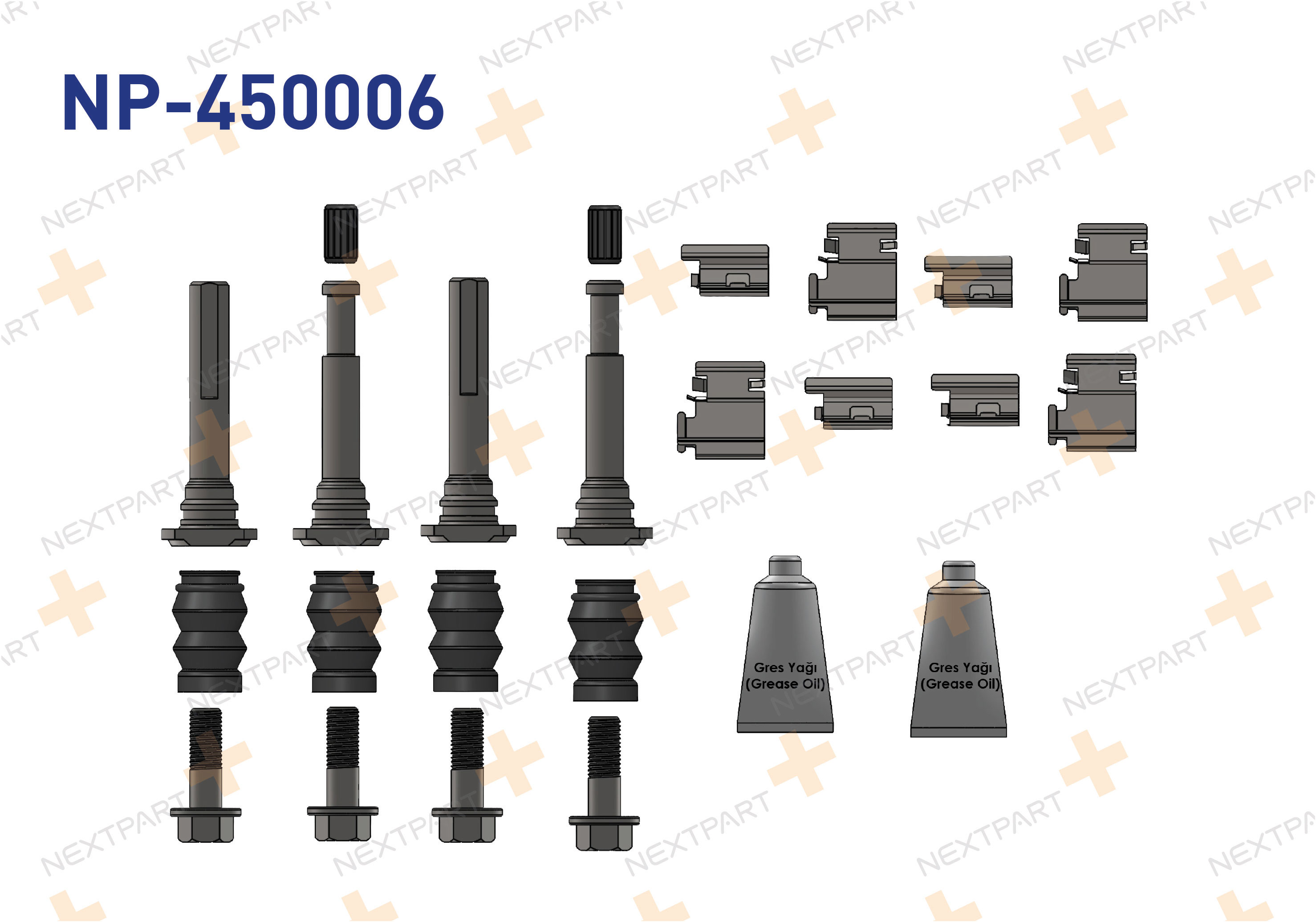 FREN KALIPER TAMIR TAKIMI 2 TEKER FULL SET CIVATALI SACLI ARKA CRAFTER SPRINTER CIFT TEKER - OEM: 8200458960 7700109260 | Alt: 7700109260 7700738072