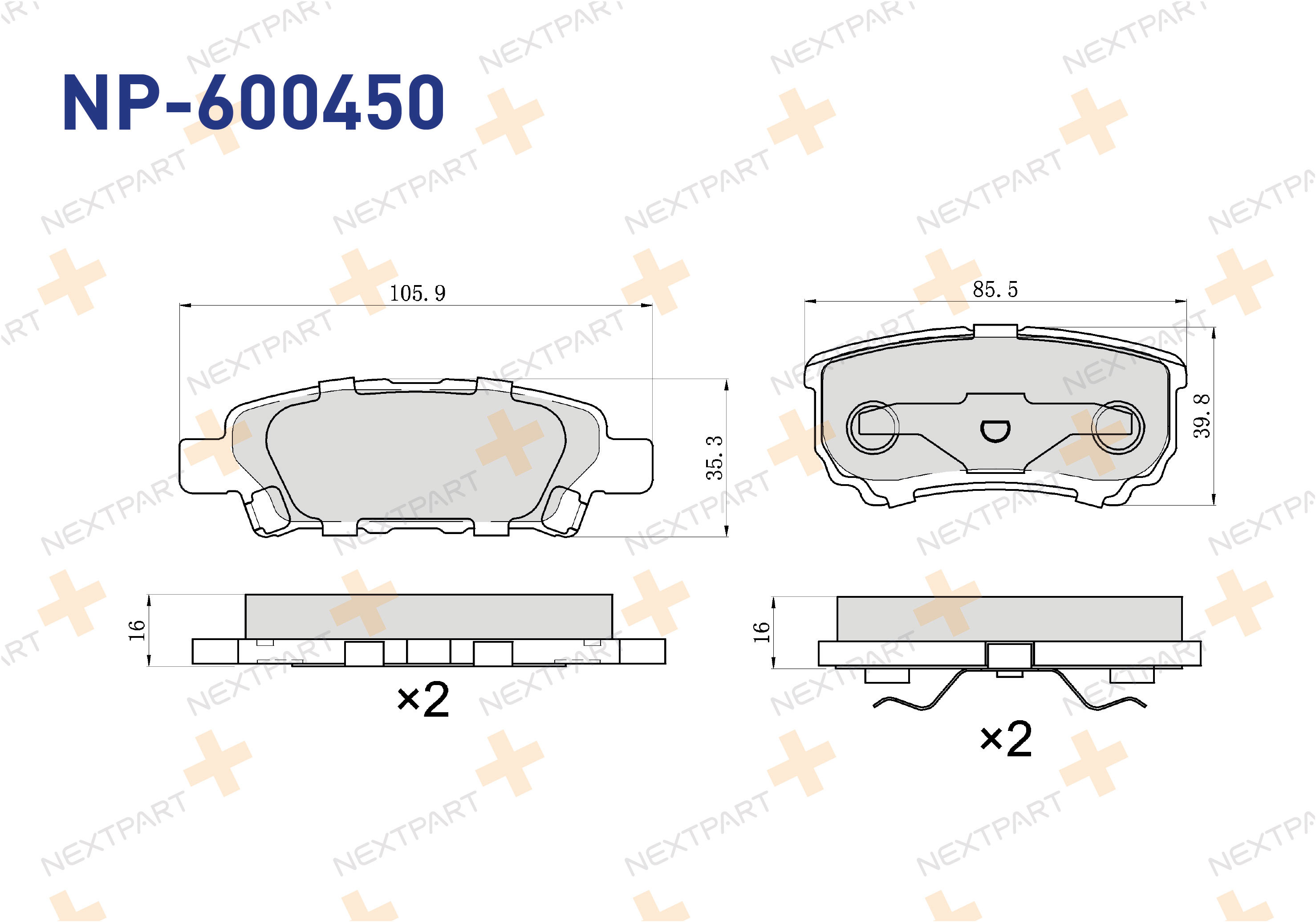FREN BALATASI ARKA LANCER SPORTBACK (2007>) LANCER VI (1995>2003) LANCER VII (2000>2007) OUTLANDER I (2001>2006) COMPASS (2006>) SEBRING (2006>2010) - OEM: 4605A336 5191271AB | Alt: 2401401 PAD1390