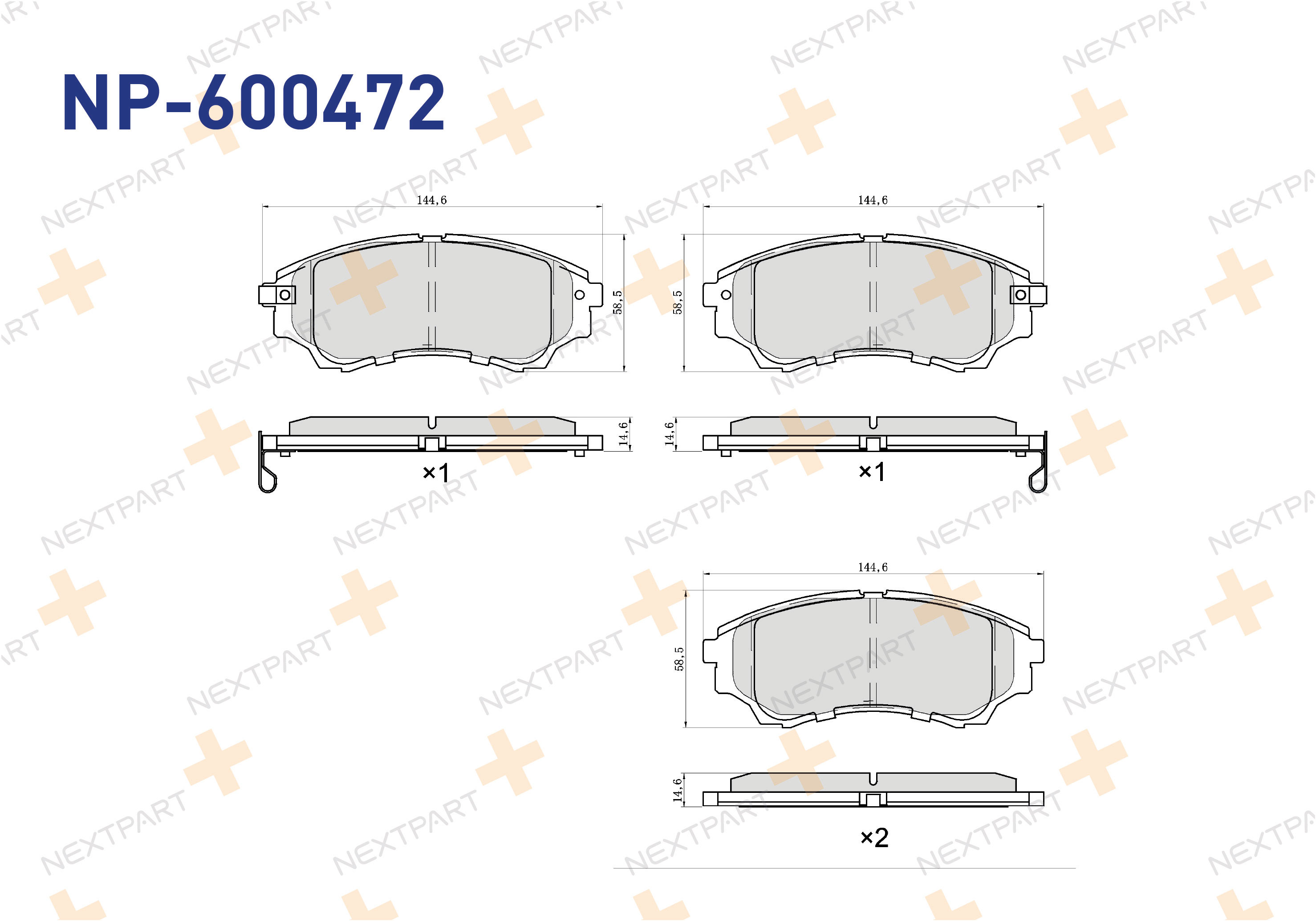 FREN BALATASI ON RANGER (1998>2006) RANGER (2005>2012) B-SERISI B2200 (1998>2006) BT-50 (2006>2015) - OEM: 4432201 UMY43323Z | Alt: 2435316905 PA1940