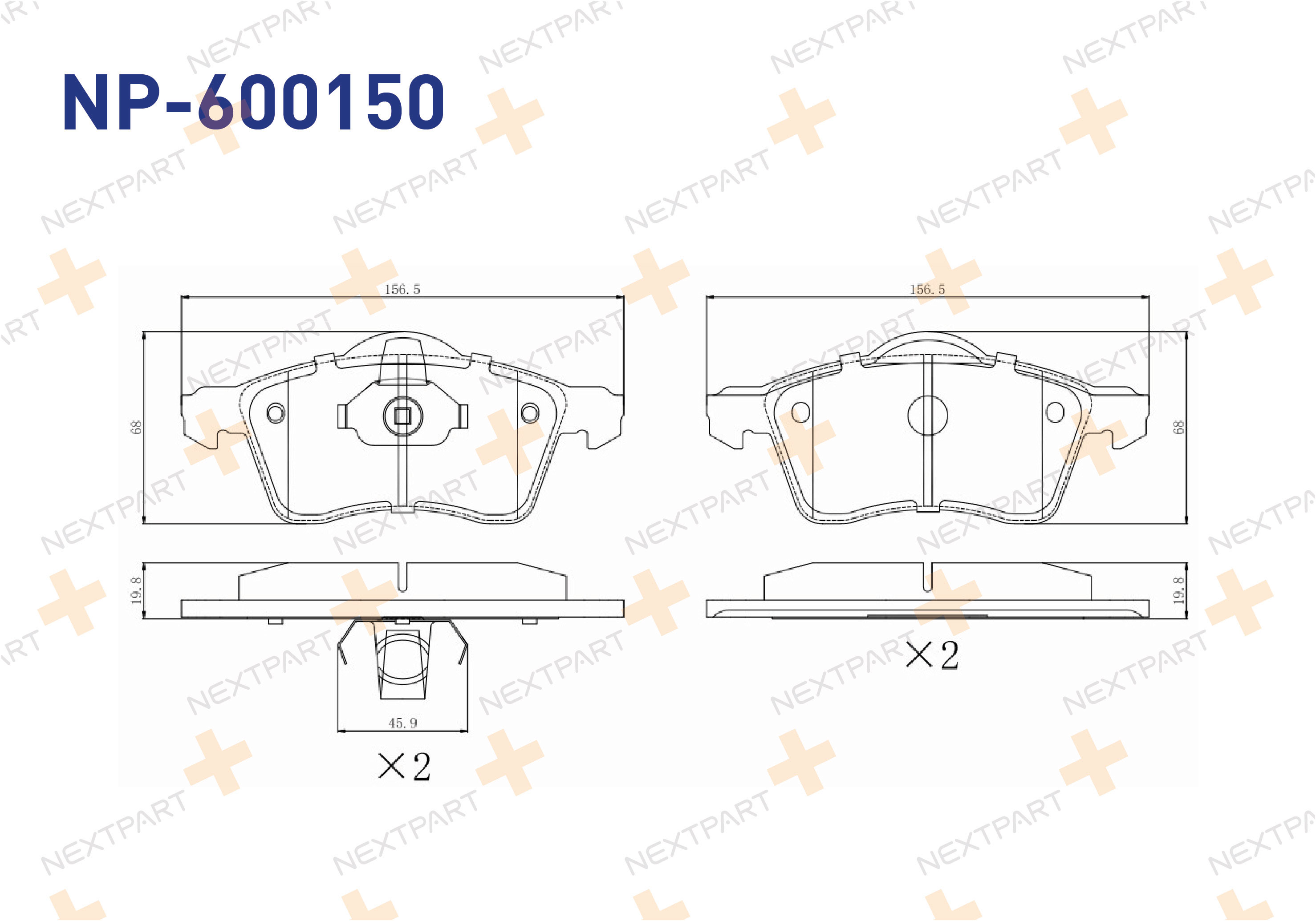 FREN BALATASI ON FISSIZ TRANSPORTER T-4 (1990>2003) TRANSPORTER - OEM: 7D0 698 151 E 700615109 | Alt: PAD954 10137