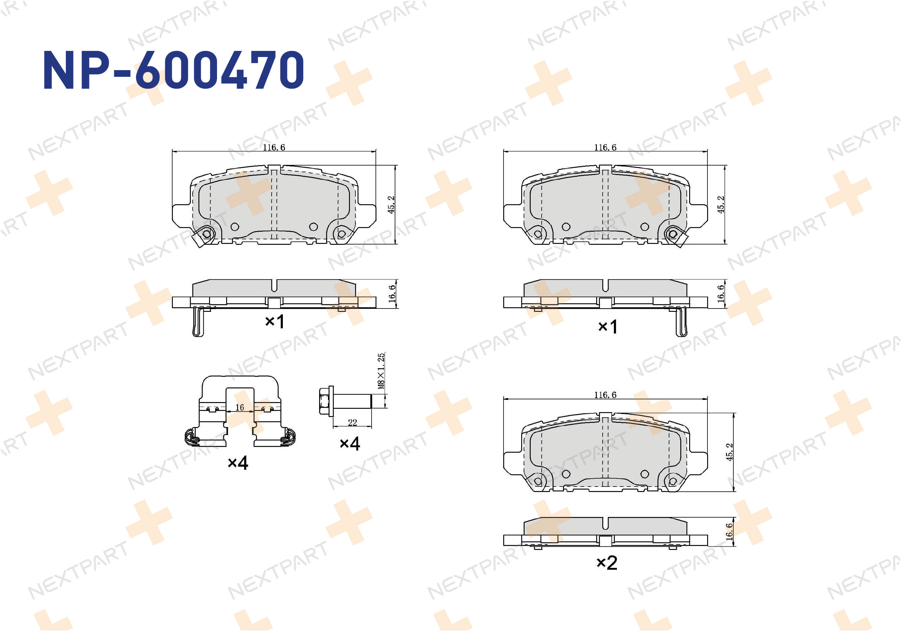 FREN BALATASI ARKA HR-V (2014>) - OEM: 43022-T8M-G01 | Alt: 43022-T8M-G01