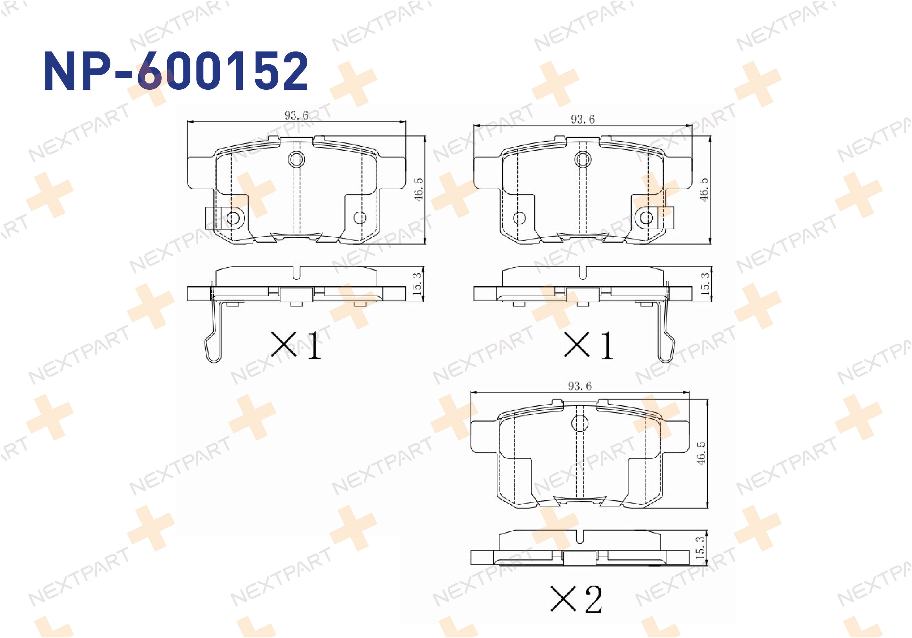 FREN BALATASI ARKA ACCORD VIII (2008>2012) INCE KULAK ACCORD - OEM: 43022-TL1-G01 43022-TA0-A00 | Alt: 21332.12 0 986 TB3 085