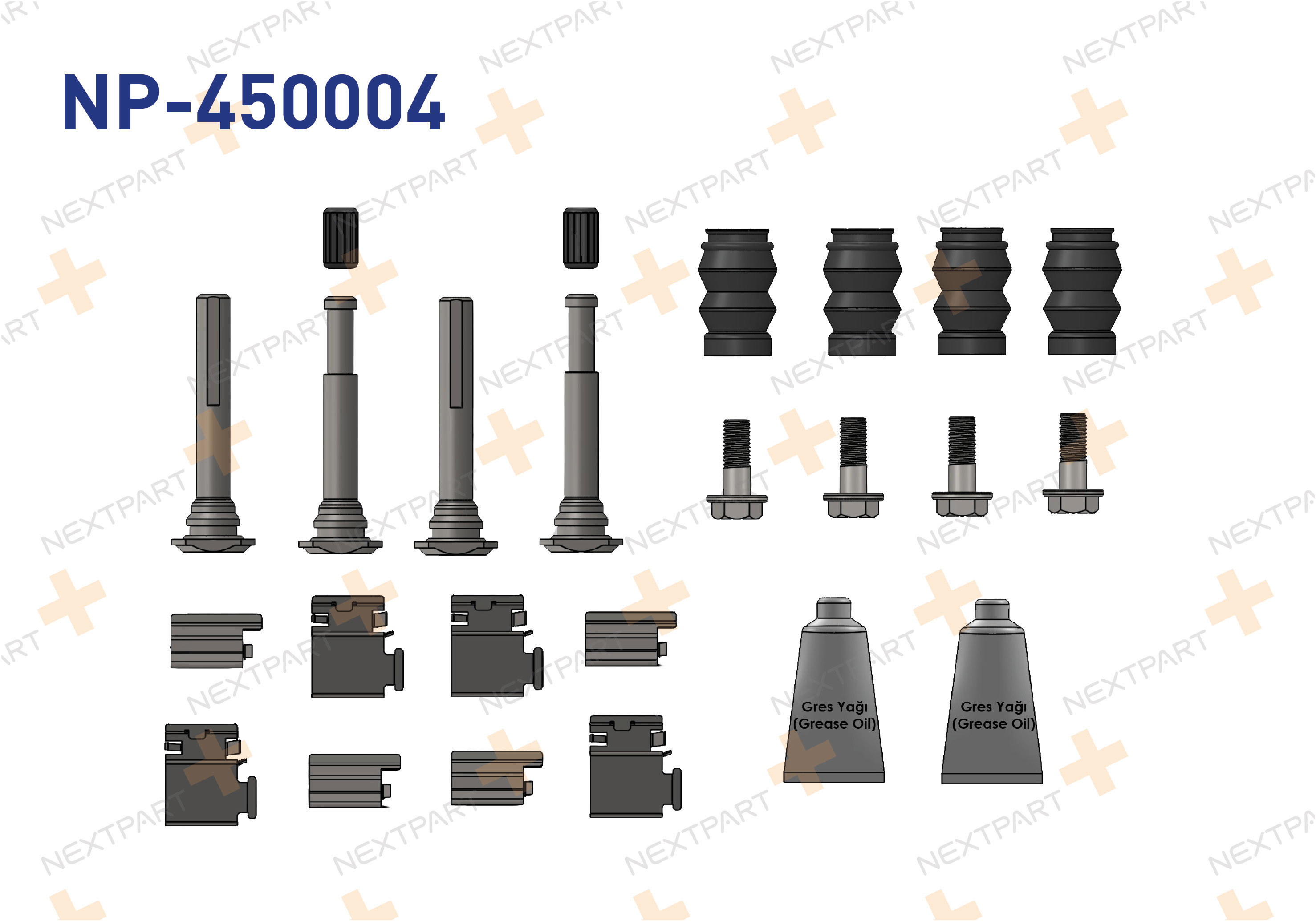 FREN KALIPER TAMIR TAKIMI 2 TEKER FULL SET CIVATALI SACLI ARKA CRAFTER SPRINTER TEK TEKER - OEM: 0515.T1 9677608180 | Alt: 9677608180 9806722380