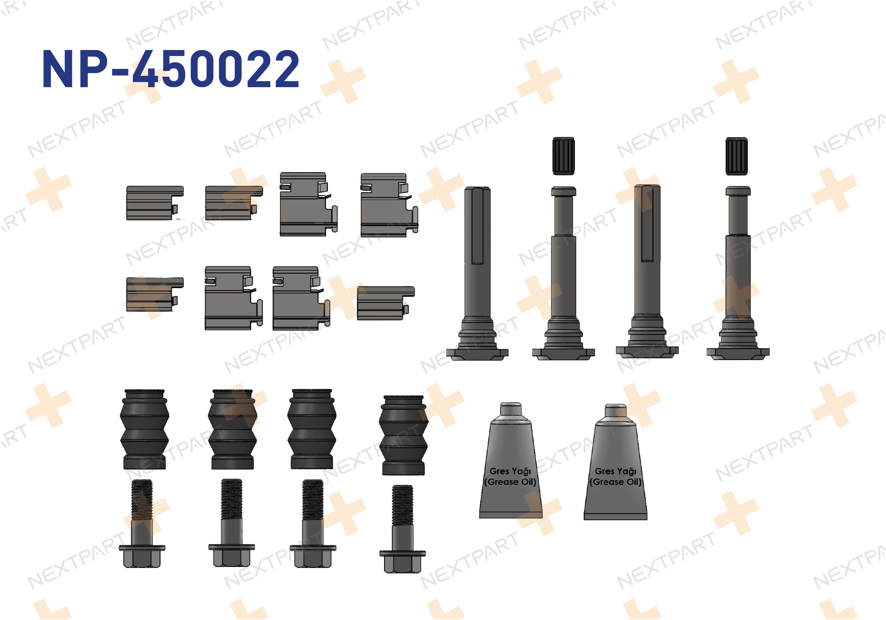 FREN KALIPER TAMIR TAKIMI 2 TEKER FULL SET CIVATALI SACLI ON TRANSIT V363 2014- TRANSIT - OEM: 8200687605 8200699517 | Alt: 8200699517 8200352612