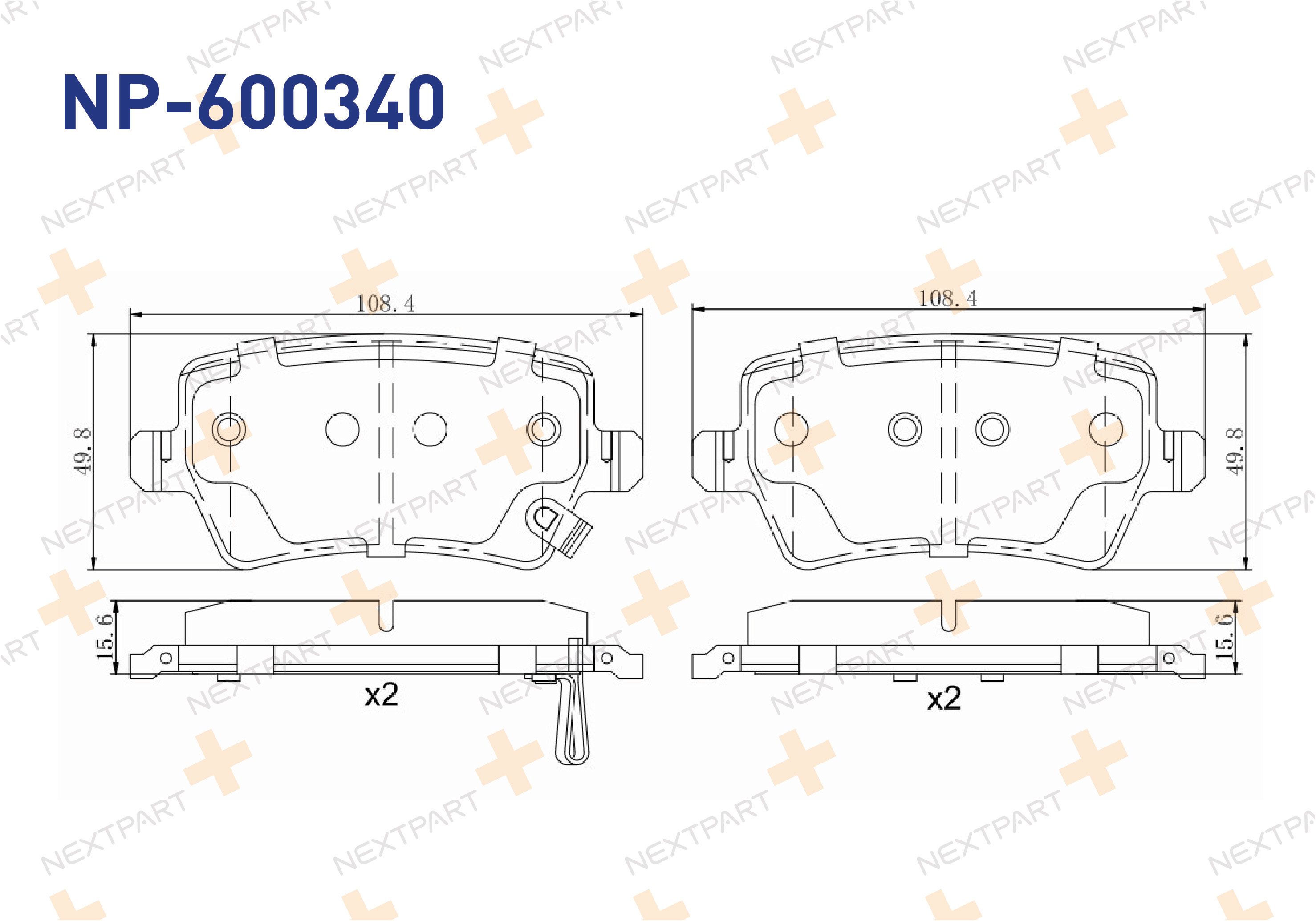 FREN BALATASI ARKA OMODA 5 (2022>) TIGGO 8 PRO (2022>) 108,4X49,8X15,6MM - OEM: M31T6GN3502080 | Alt: M31T6GN3502080