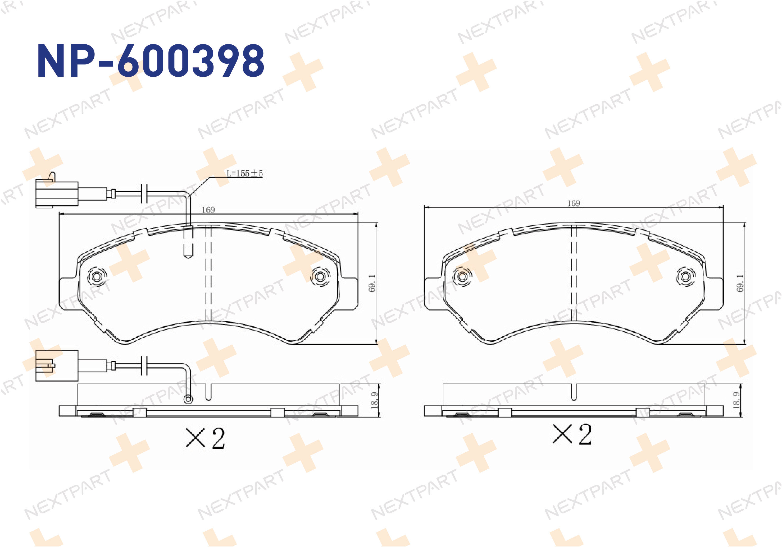FREN BALATASI ON BOXER III (2006>) JUMPER III (2006>) DUCATO (2006>) MOVANO (2025>) JEST (2014>) TEK FISLI JUMPER - OEM: 1612433680 4253 76 | Alt: WBP24466A 025 244 6619