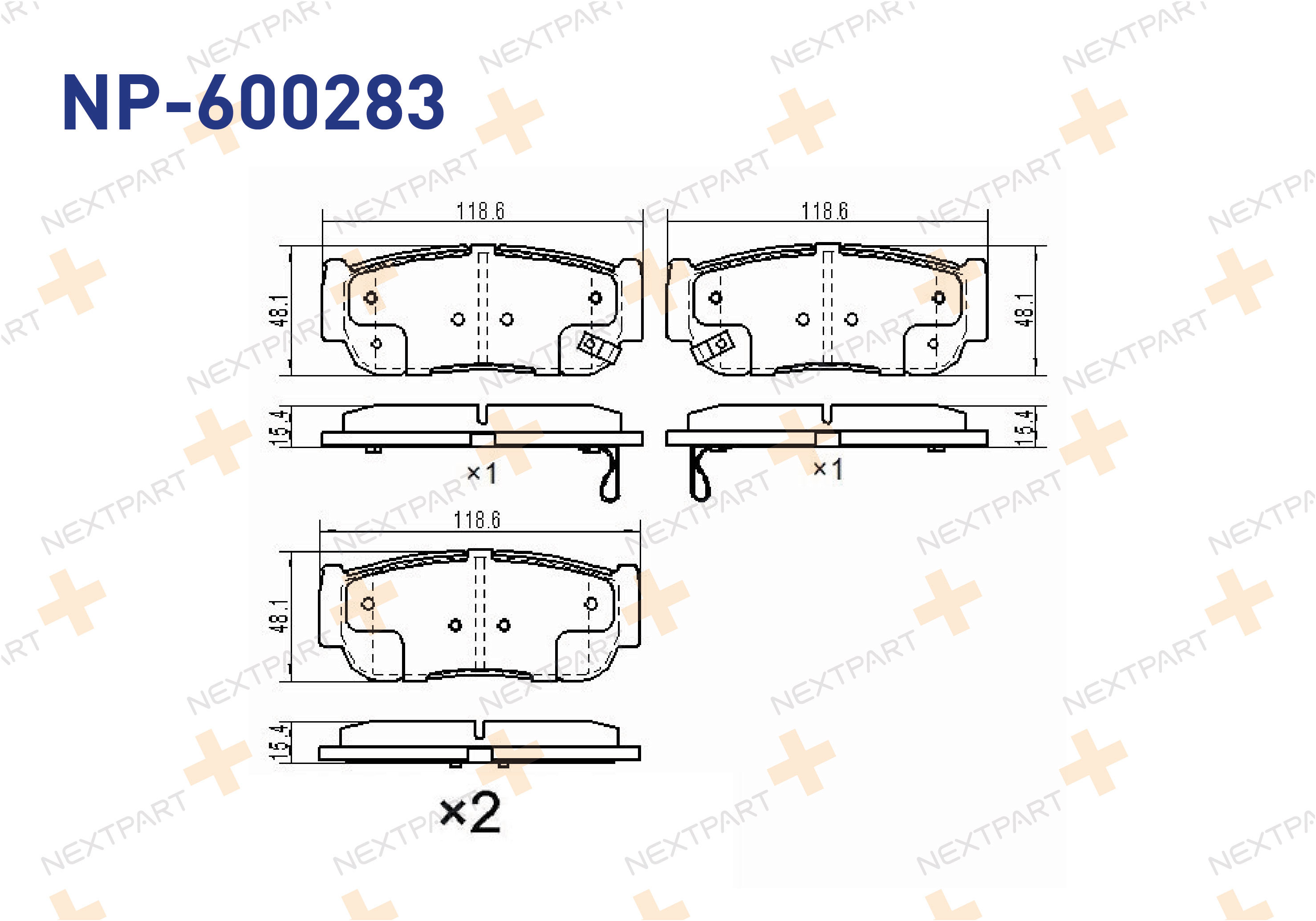 FREN BALATASI ARKA SORENTO I (2006>) SORENTO II (2002>2009) KYRON (2005>) REXTON (2012>) RODIUS I (2005>2013) - OEM: 48413091A0 58302-3EU00 | Alt: 106332 572557J