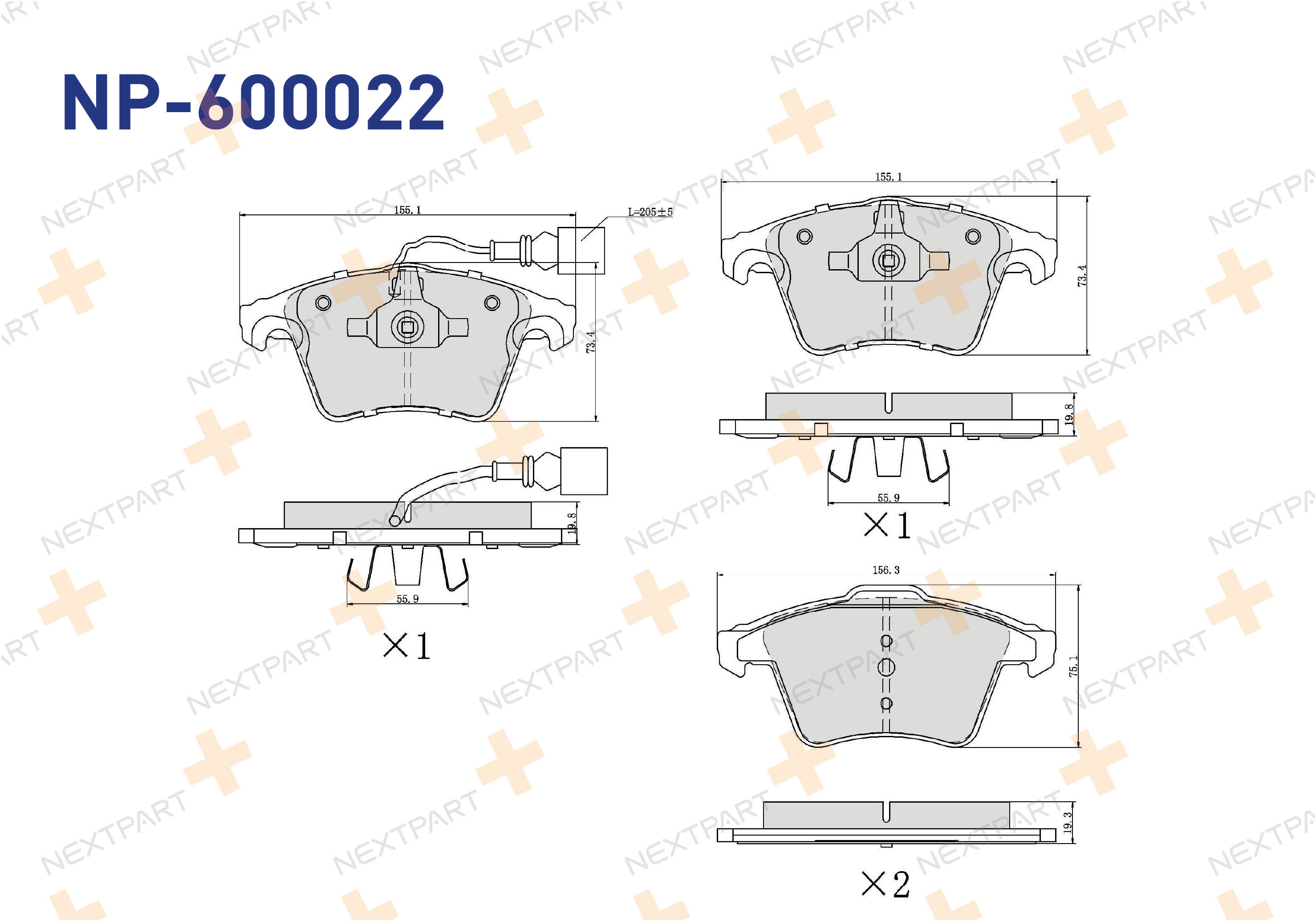 FREN BALATASI ON 17 JANT TRANSPORTER T-5 (2003>2015) TRANSPORTER - OEM: 7H0698151A- 7H0698151A | Alt: 37416 37416OE