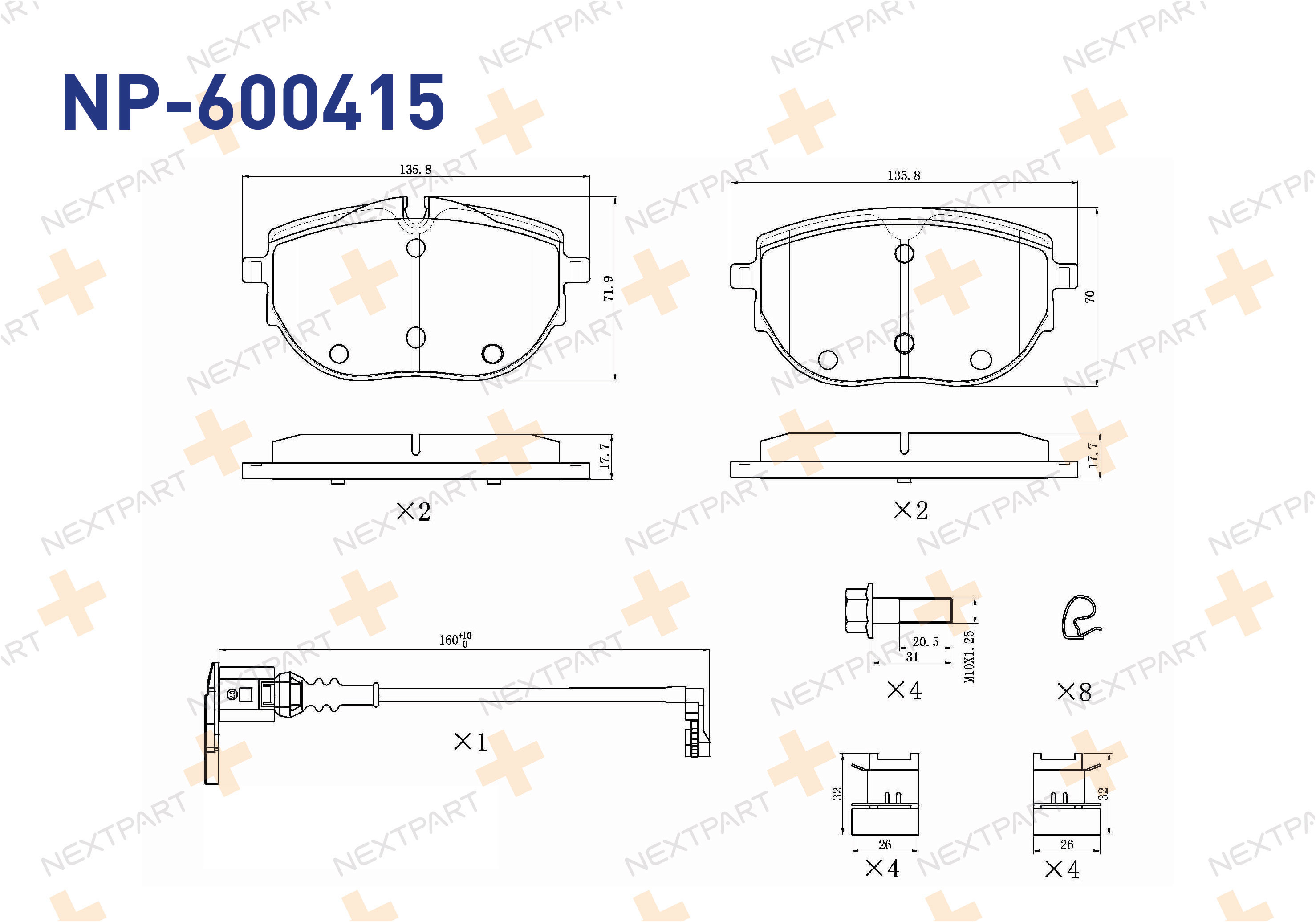 FREN BALATASI ON TRANSPORTER CARAVELLE VI (2015>) TRANSPORTER T-7 (2019>2024) FISLI 135,7 MM TRANSPORTER - OEM: 7LA698151 | Alt: 7LA698151